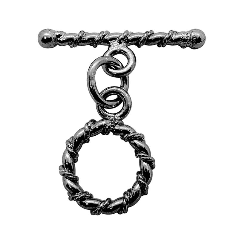 TR-116 Black Rhodium Overlay Toggle Clasp  Rope Twist Design, Handcrafted in India