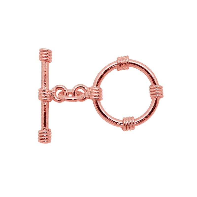 TRG-128 Rose Gold Overlay Toggle Clasp  Handcrafted Wrapped Accent Jewelry Finding from India