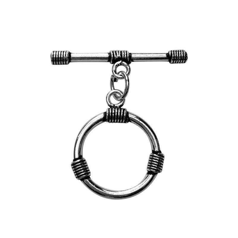 TSF-164 Silver Overlay Wrapped Wire Toggle Clasp  Bulk Jewelry Findings from India