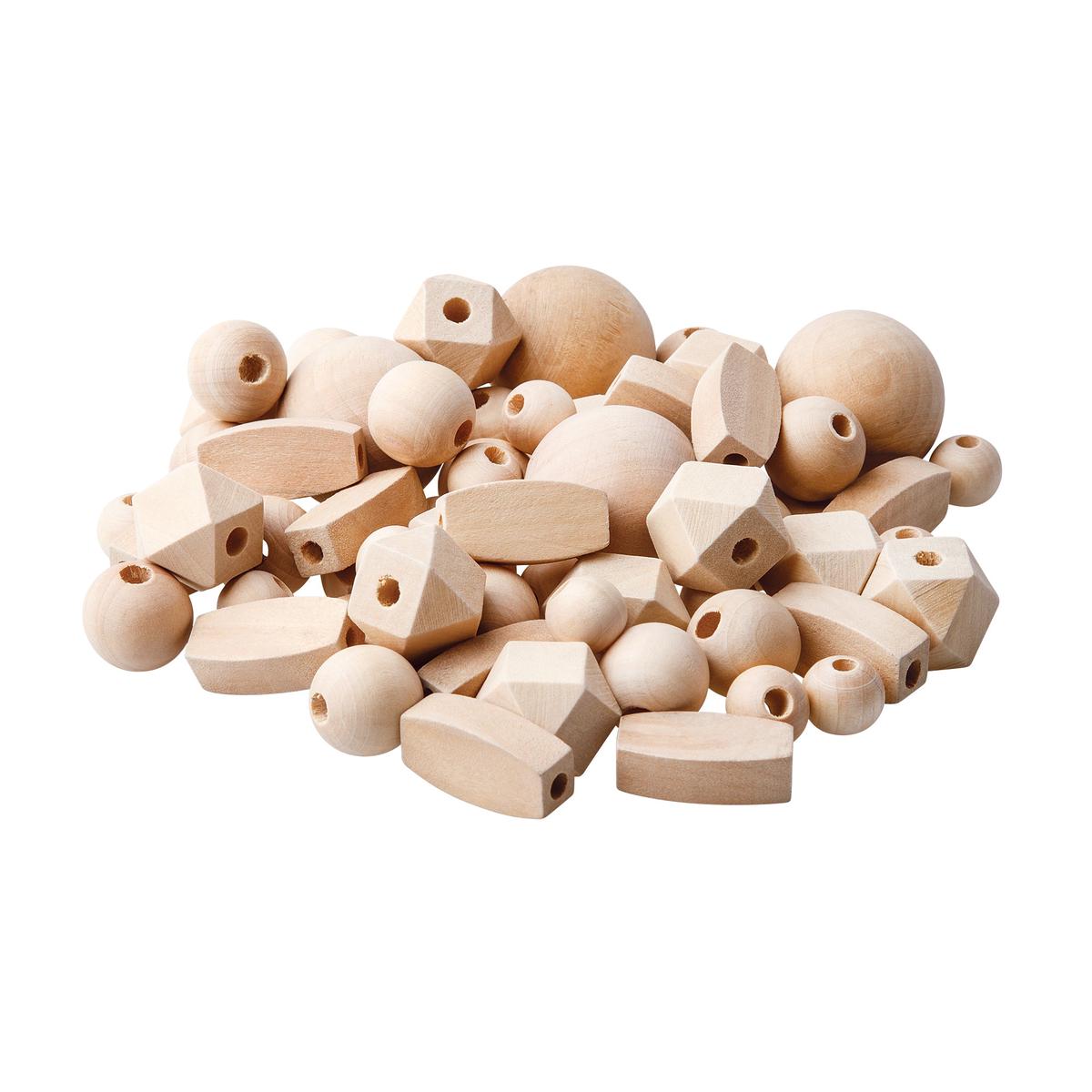 Wooden Natural Beads Assorted Pack of 92