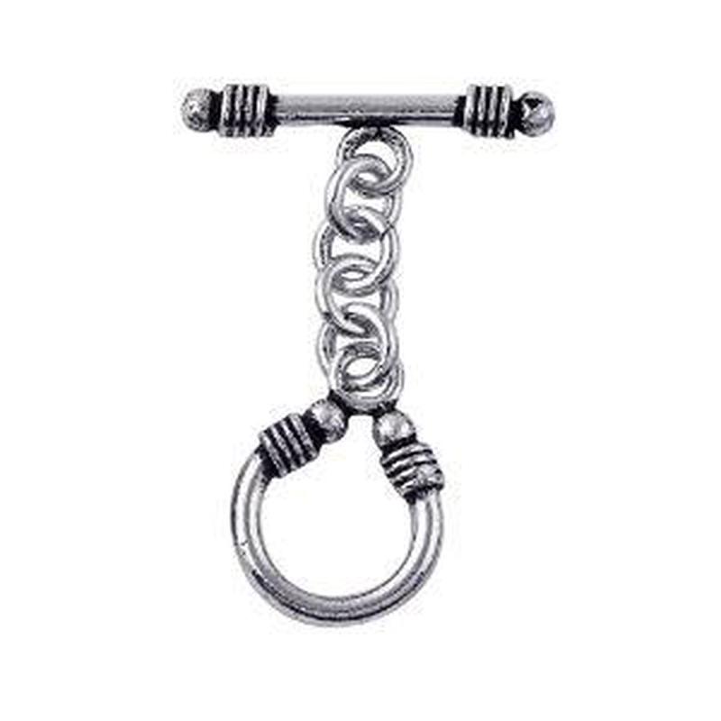 TSF-107 Silver Overlay Chain Link Toggle Clasp with U-Shape Ring  Bulk Jewelry Findings