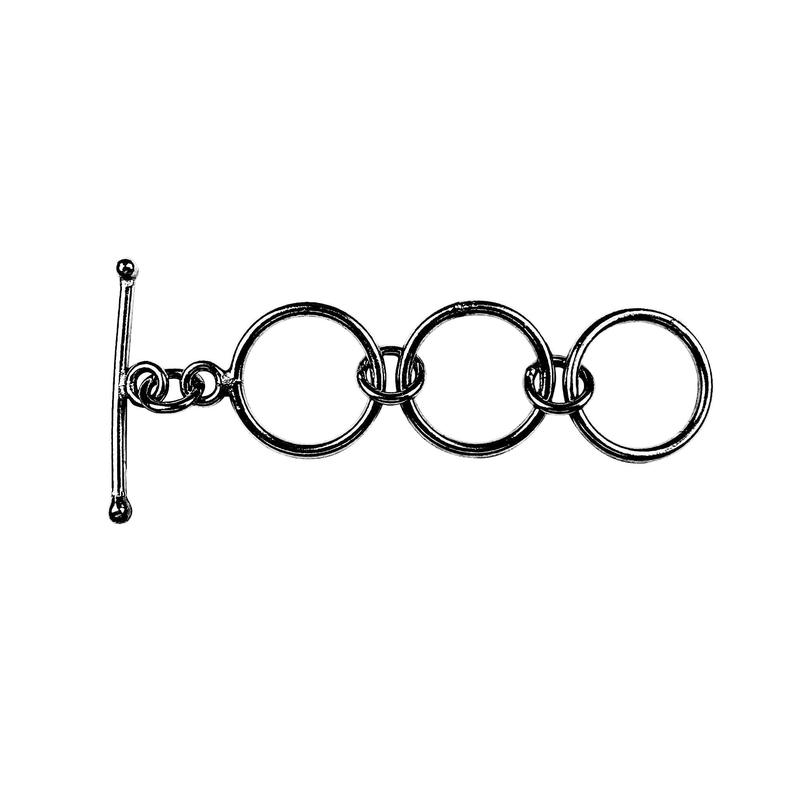 TR-129 Black Rhodium Overlay Toggle Clasp  Triple Circular Link Design, Handcrafted in India
