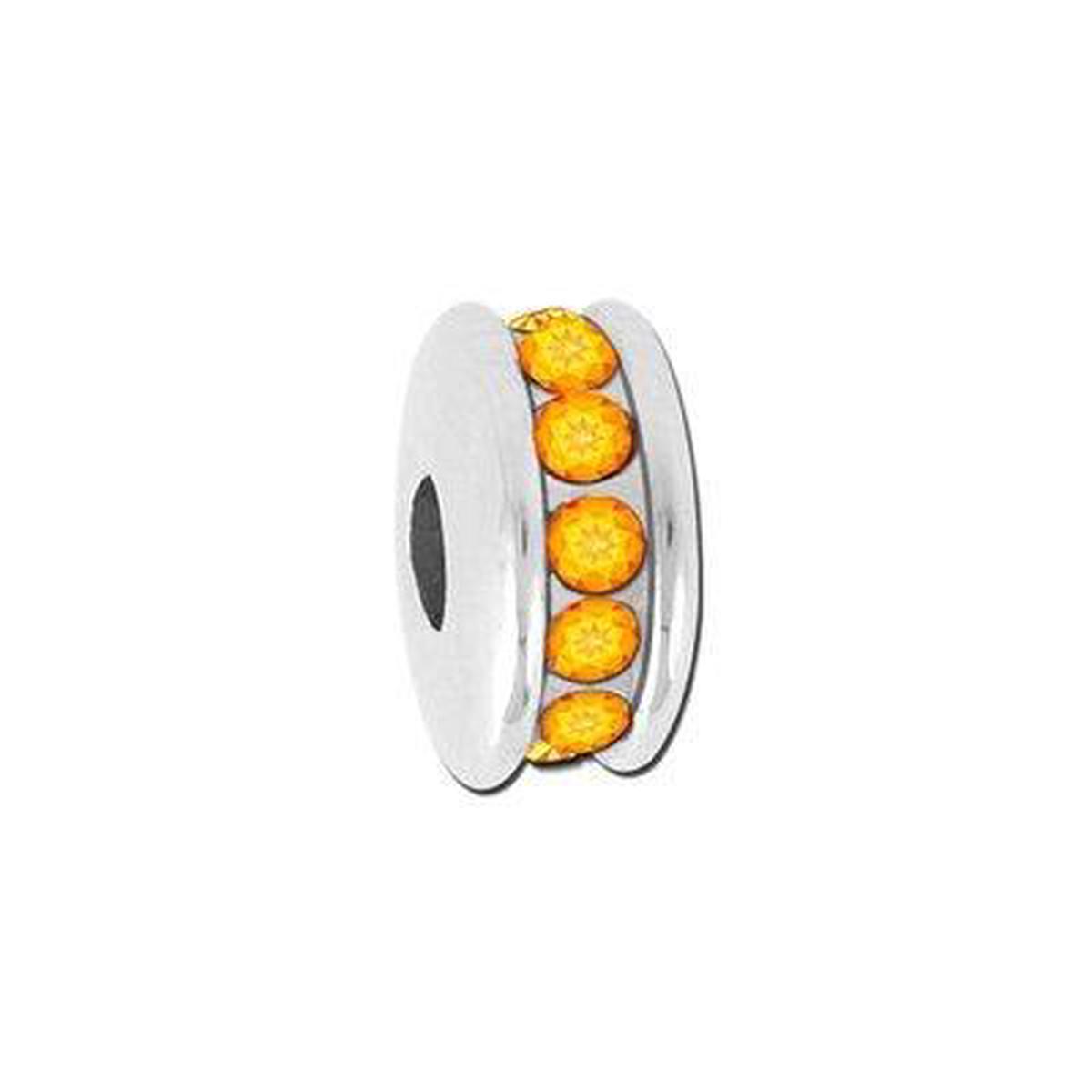 Topaz Rhinestone Channel Set Bead for 2mm Leather