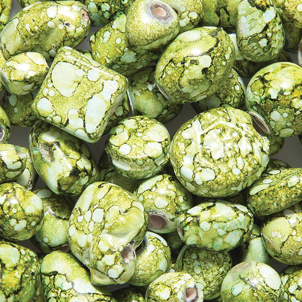 VE525-82: Bead Mix Green Speckled-150GM