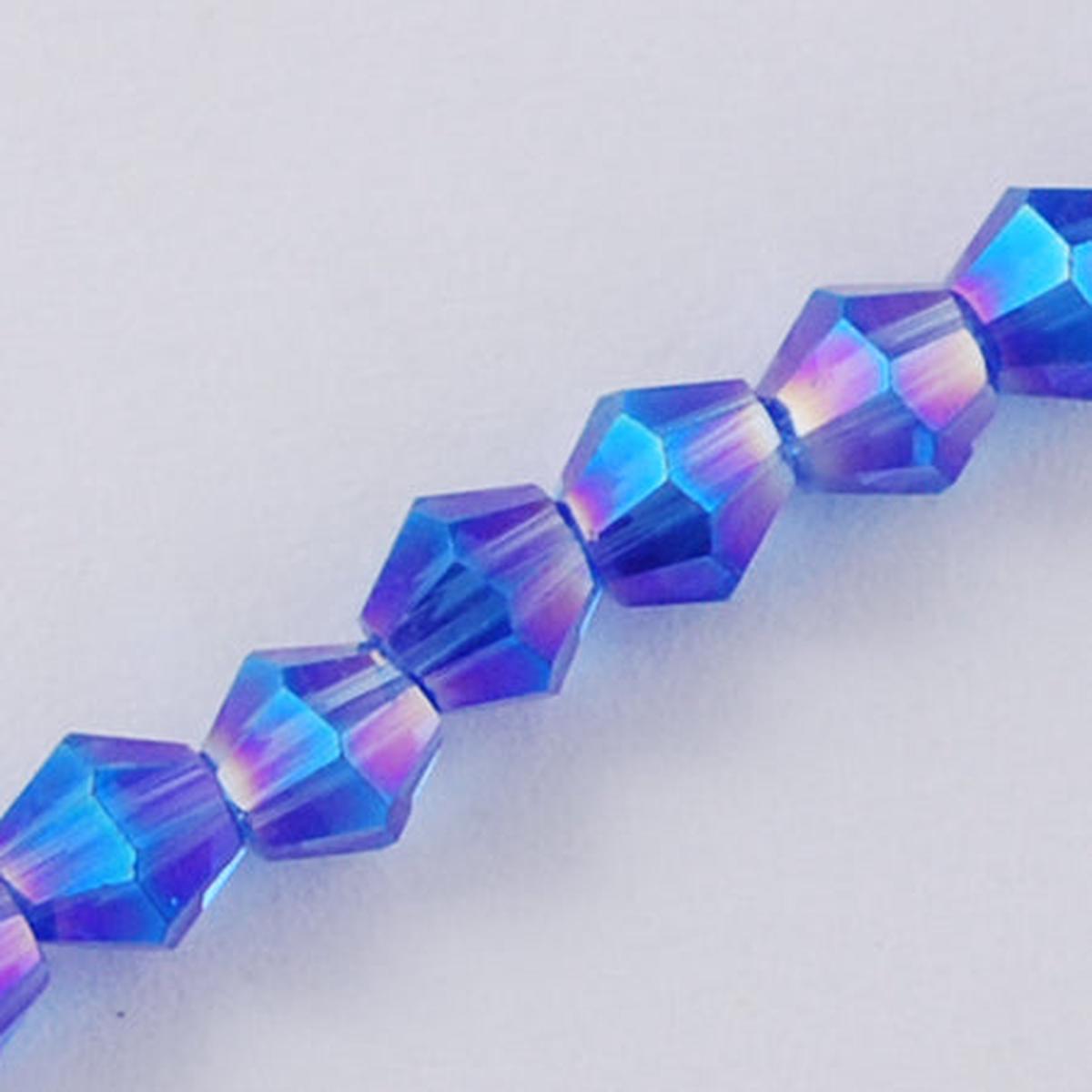 (3MM).  Blue with an  AB Coating.  Bicone Glass Bead 17