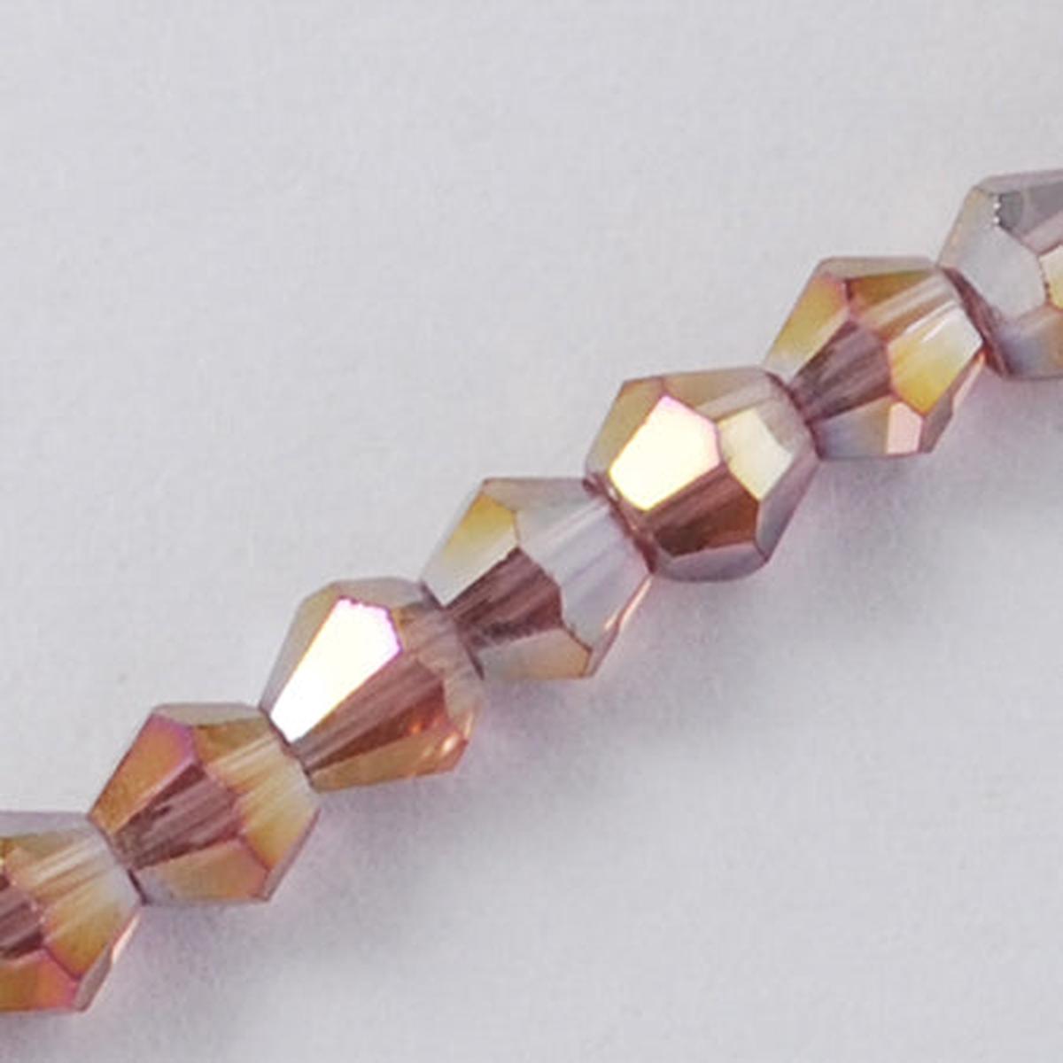 (3MM).  Plum with an  AB Coating.  Bicone Glass Bead 17