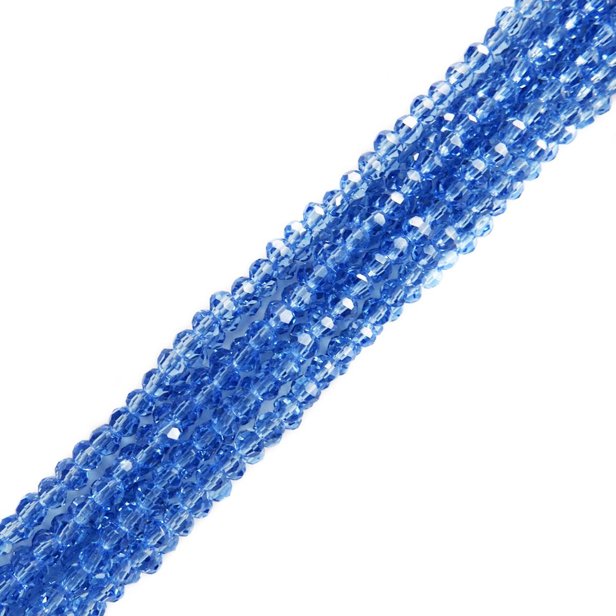 Cuentas de Cristal Redondas Facetadas, Azul Claro- 4mm