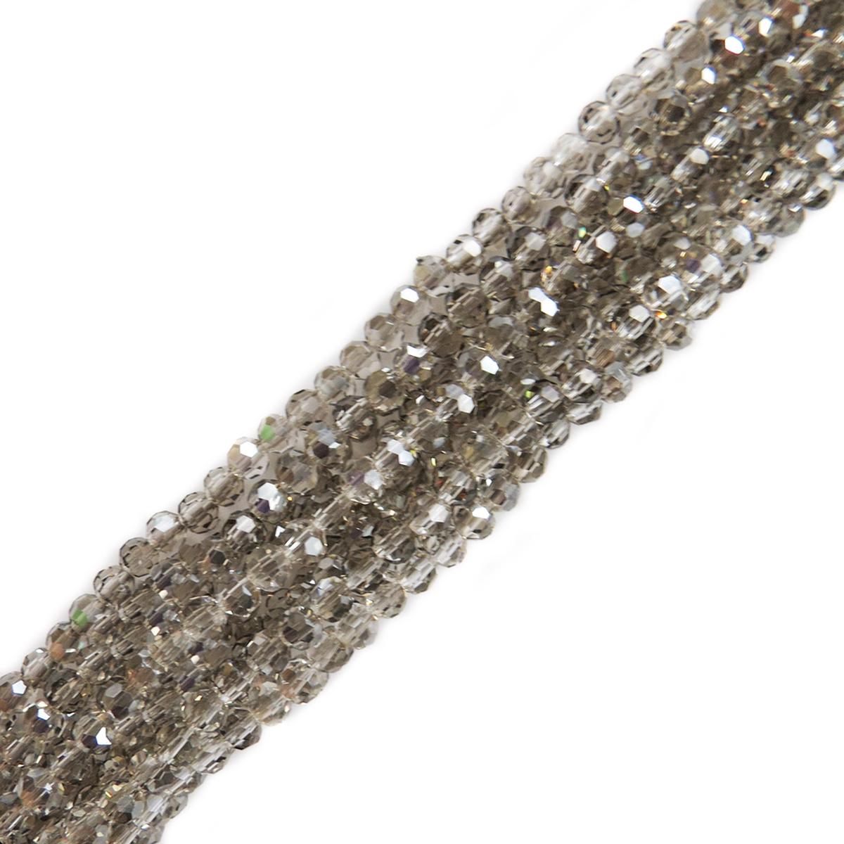 Cuentas de Cristal Redondas Facetadas, Gris Claro- 4mm