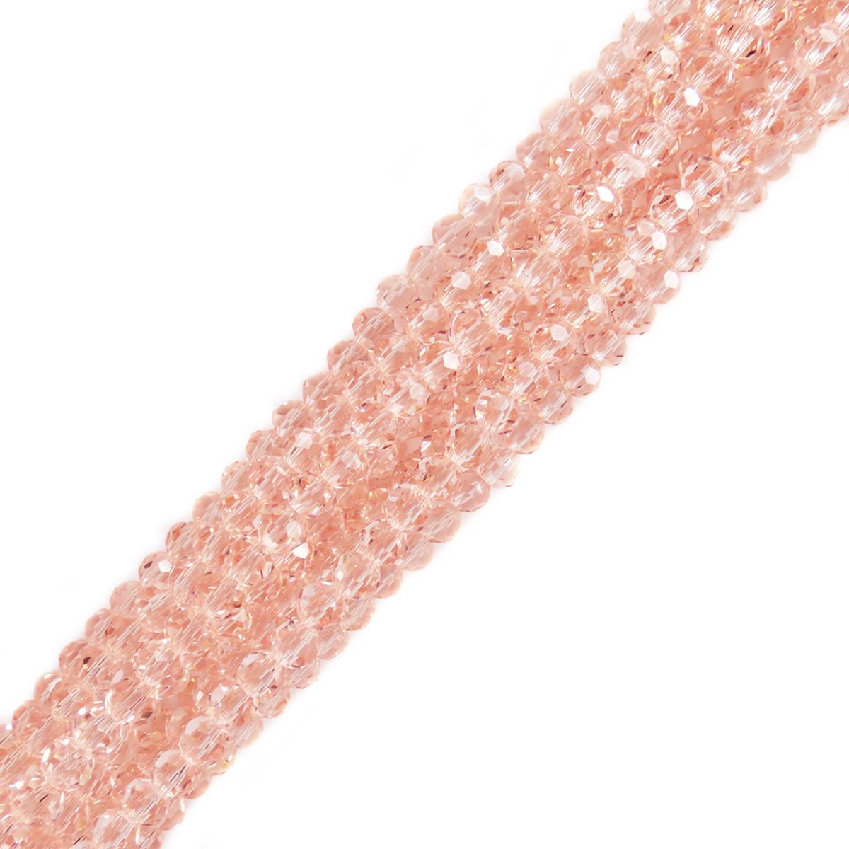 Cuentas de Cristal Redondas Facetadas, Rosa Claro- 4mm