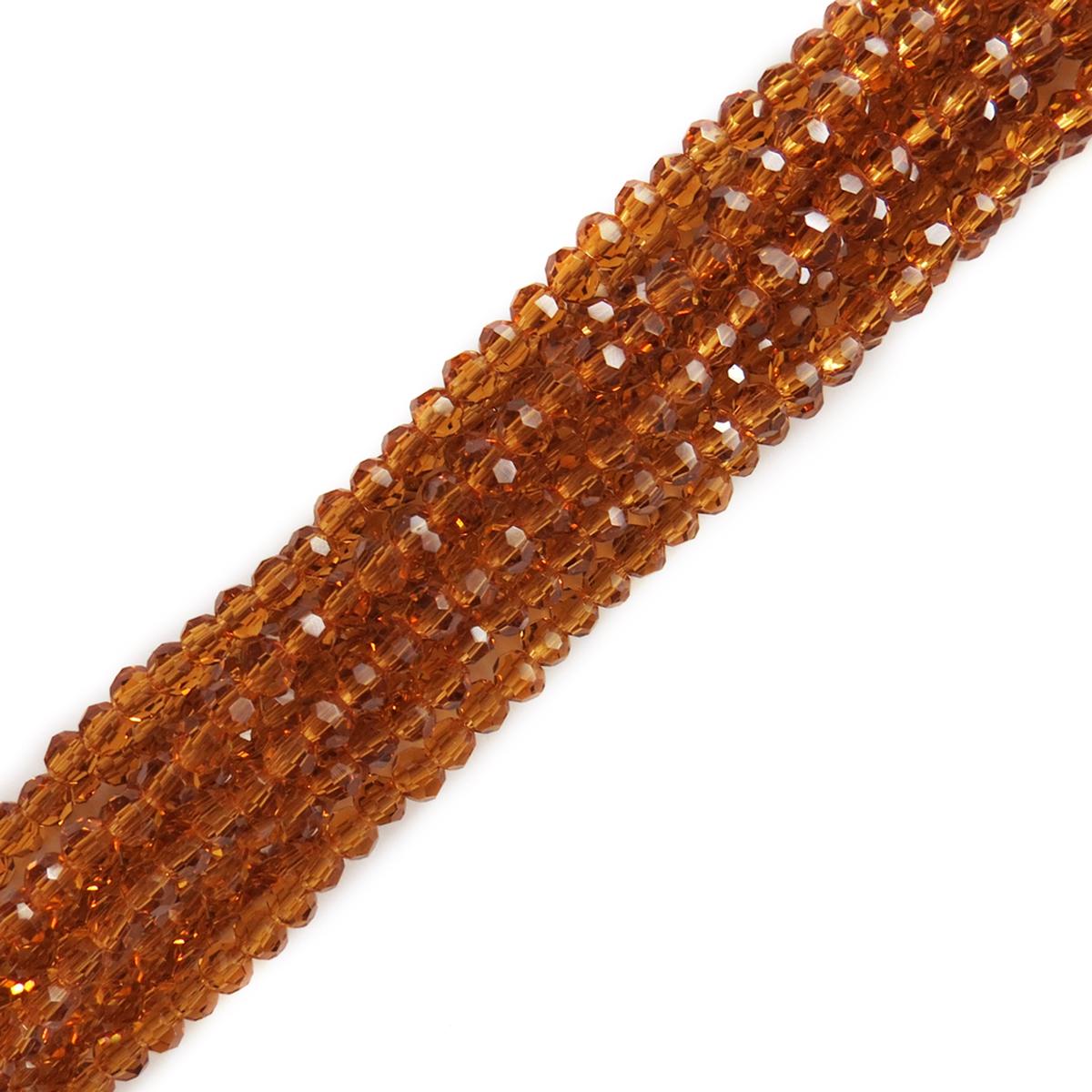 Cuentas de Cristal Redondas Facetadas, Topacio Ahumado- 4mm