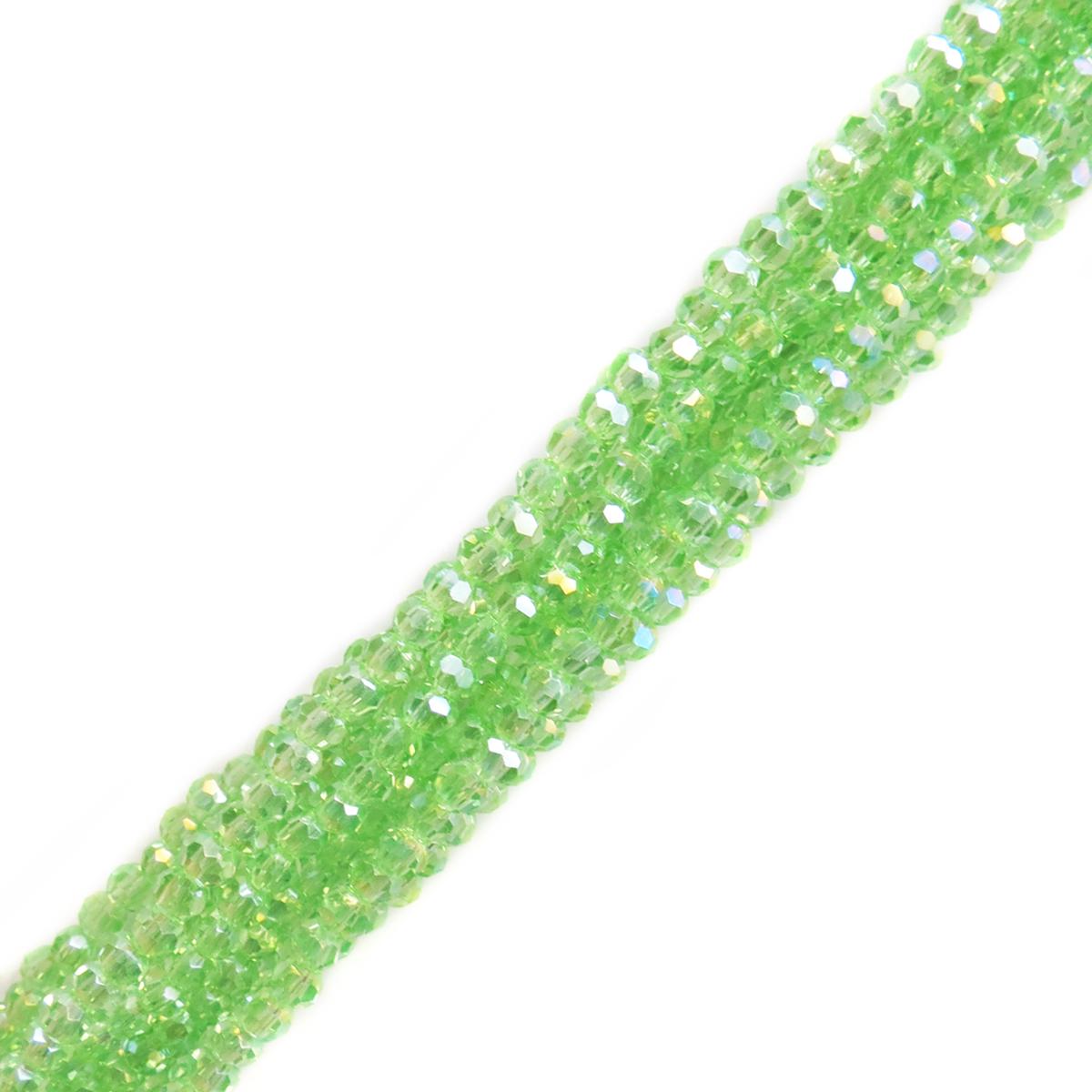 Cuentas de Cristal Redondas Facetadas, Verde Claro AB- 3mm