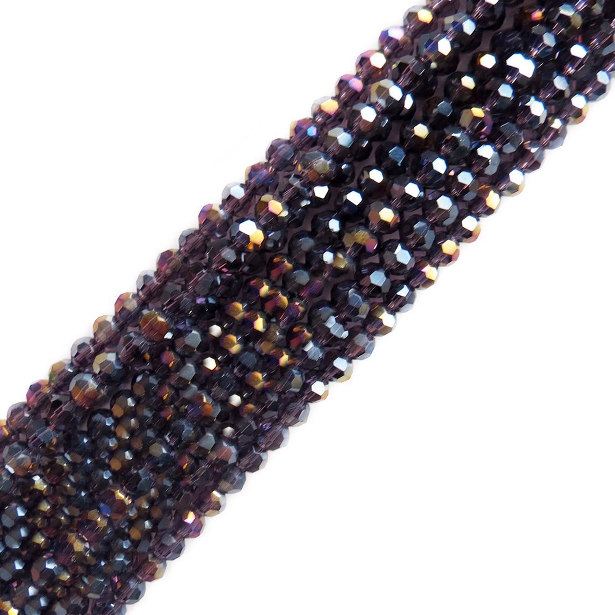 Cuentas de Cristal Redondas Facetadas, Violeta Doble AB- 3mm