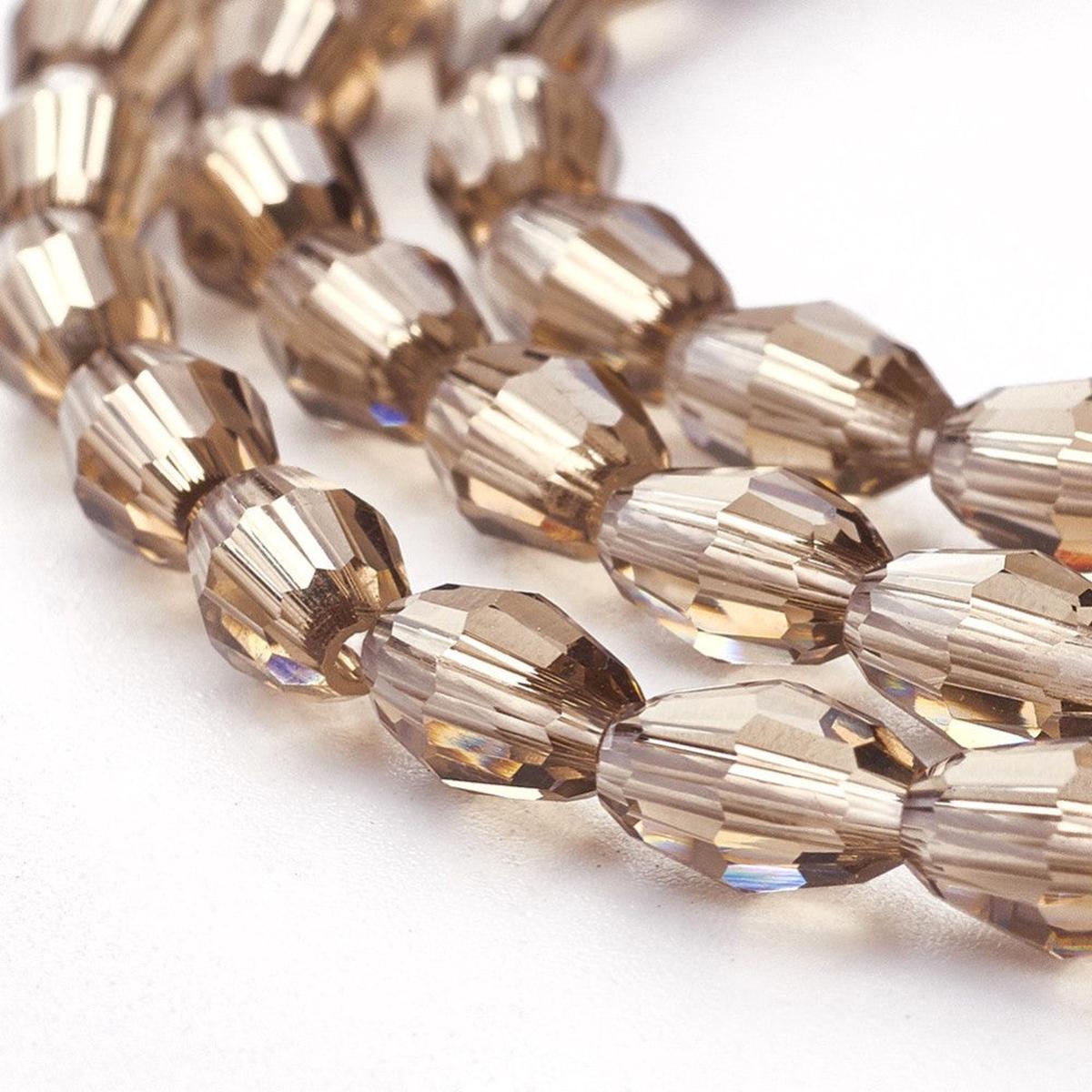 Glass Beads Strands, Faceted, Oval, Gainsboro 6x4mm, Hole: 1mm; approx 72 Beads, 16
