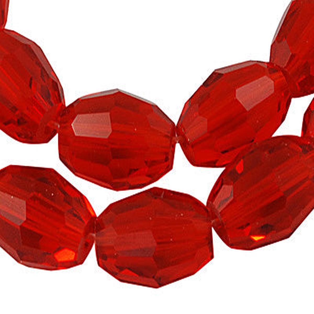 Glass Beads Strands, Faceted, Oval, Red 6x4mm, Hole: 1mm; approx 72 Beads, 16