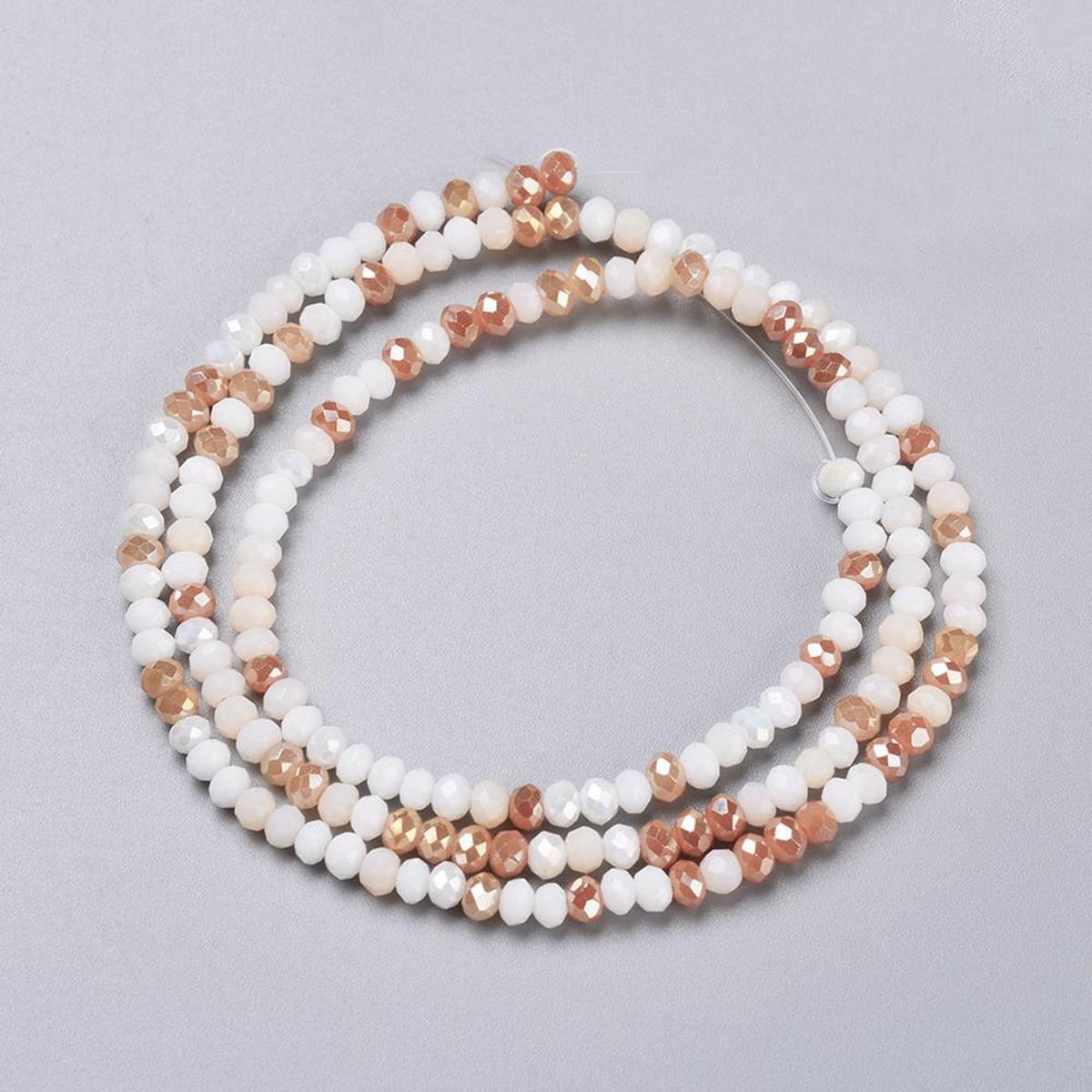Glass Beads Strands, Faceted, Rondelle, Sandy Brown, 3x2mm, Hole: 0.8mm, approx 185 Beads.