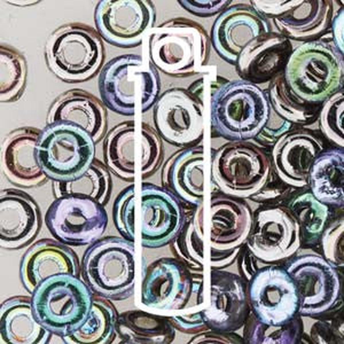 O BEADS (3.8X1MM)  CRYSTAL GRAPHITE RAINBOW