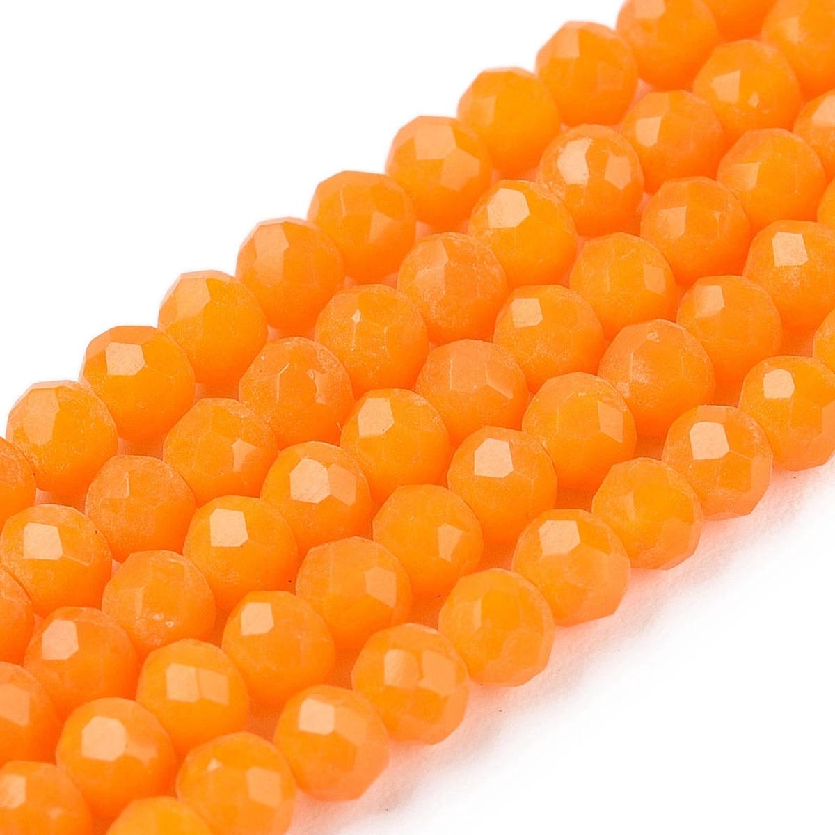 Opaque Glass Beads Strands, Faceted, Rondelle, 3.5~3.8mm, Hole: 1mm, about 113~115pcs/strand, 32.5~33cm.  See Color Options