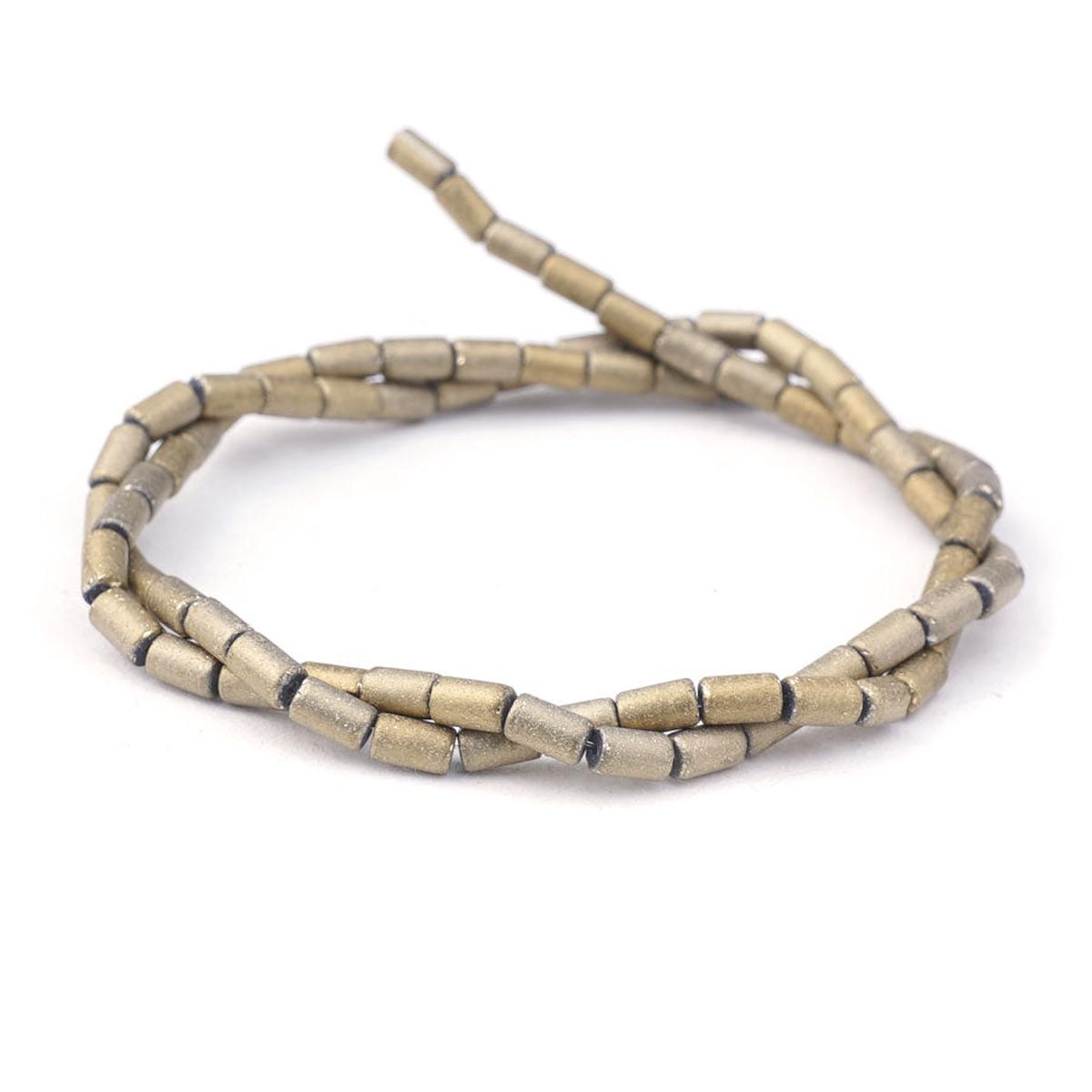 5mm Metallic Gold Matte Glass Tube Beads