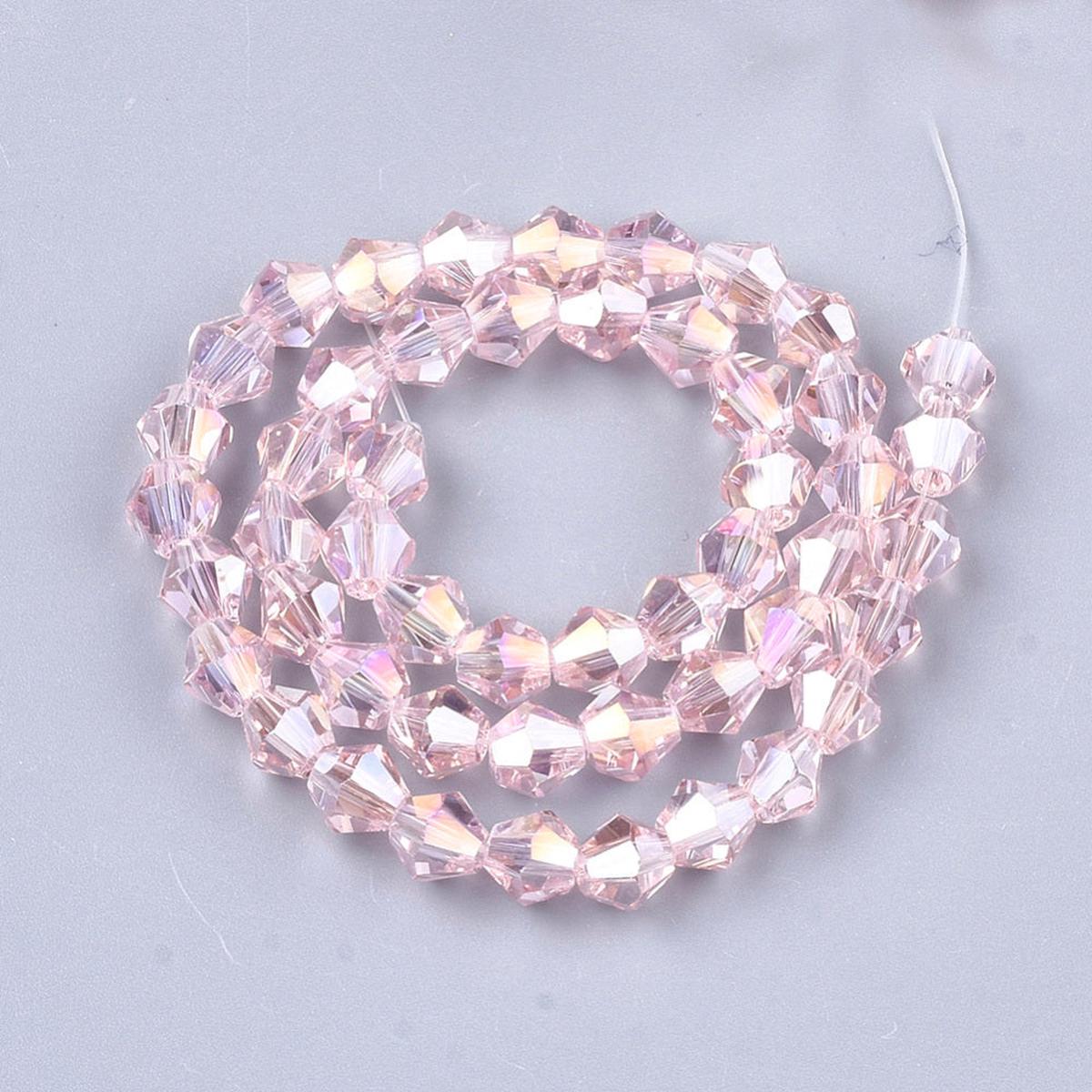 Bicone Beads Faceted.  Glass 8mm.   (Pearl PInk with AB Finish).   (Approx 40 Beads)