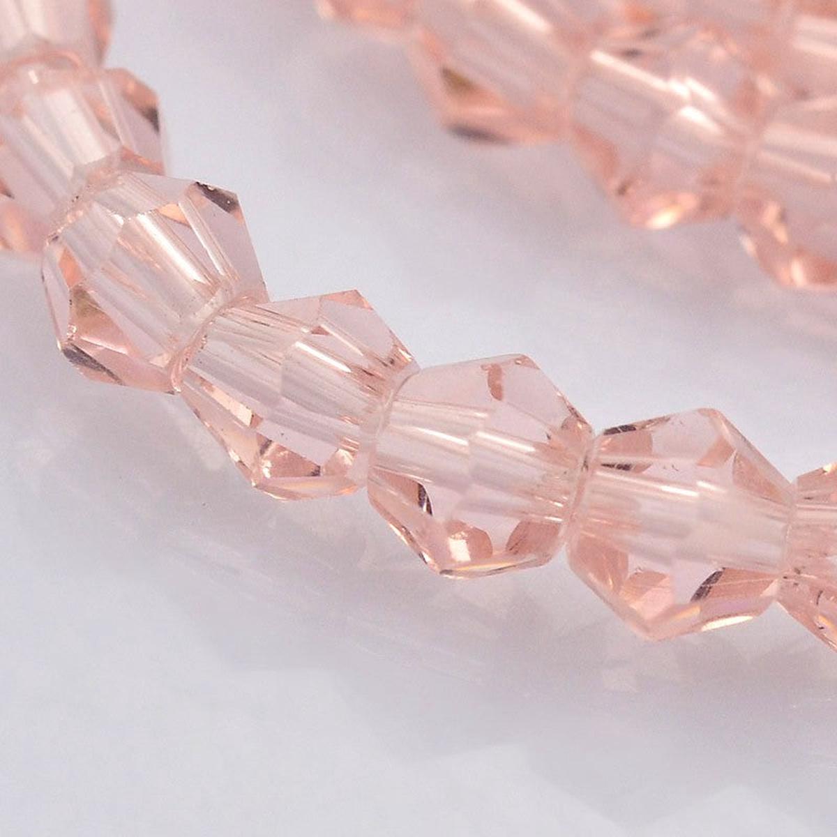 Bicone Beads Faceted. Granny's Pink. (4 x 4mm).  (Approx 95 Beads/strand).