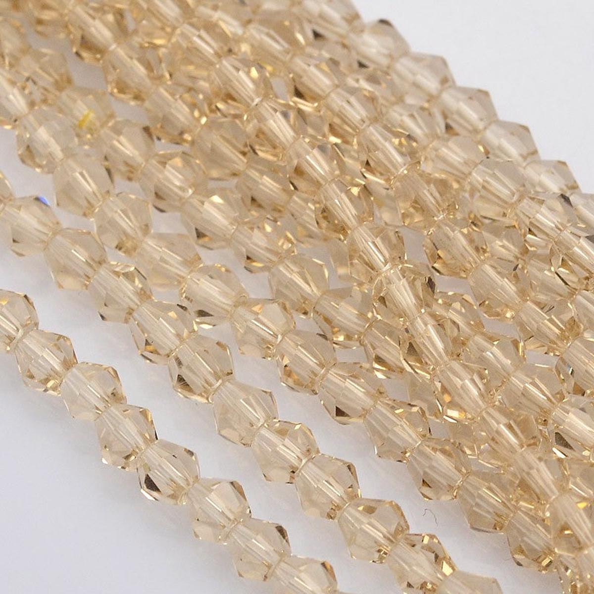 Bicone Glass Beads Strands, Faceted, Taupy Peach, 3x3mm, Hole: 1mm; about 75 pcs/strand, 6