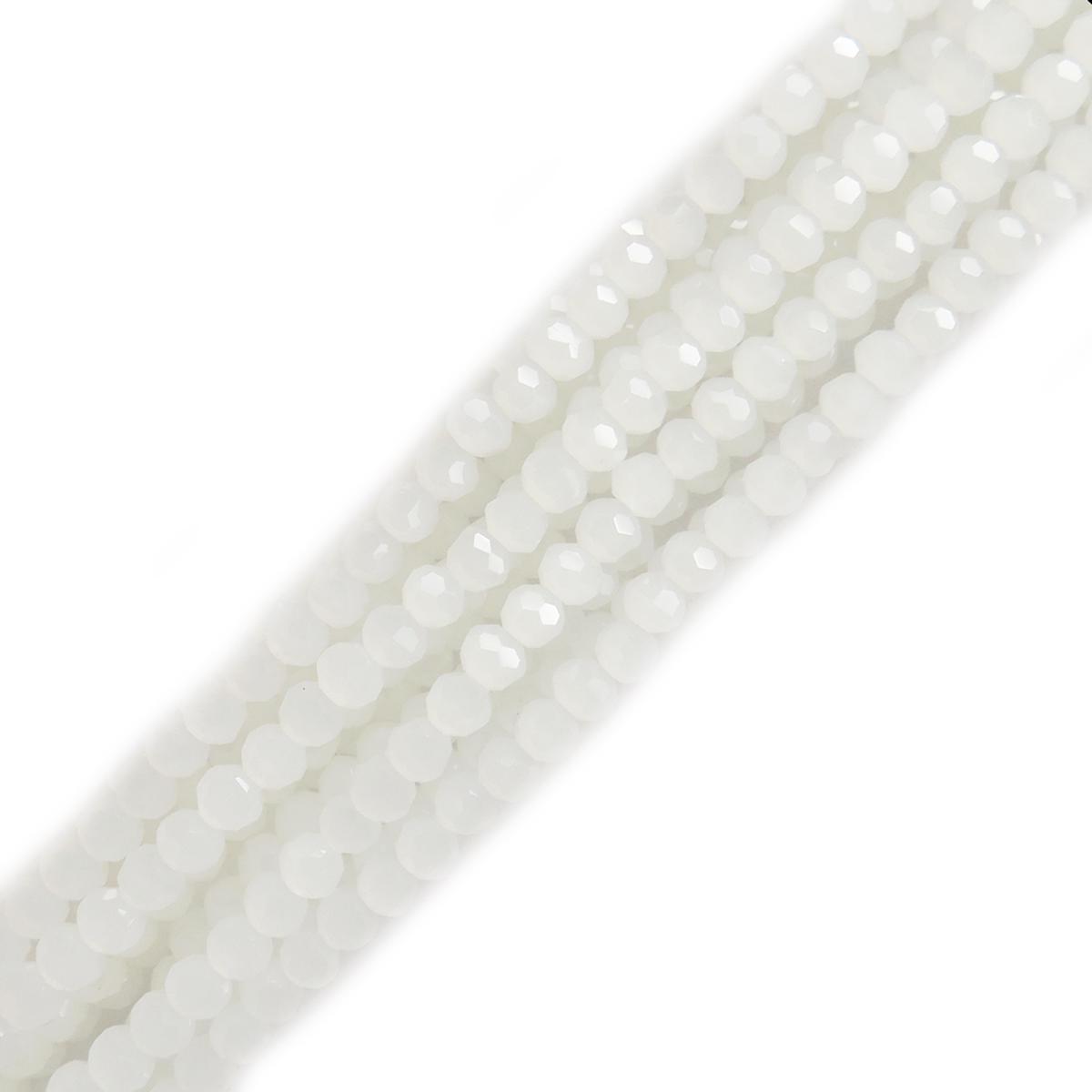 Cuentas de Cristal Redondas Facetadas, Blanco- 4mm