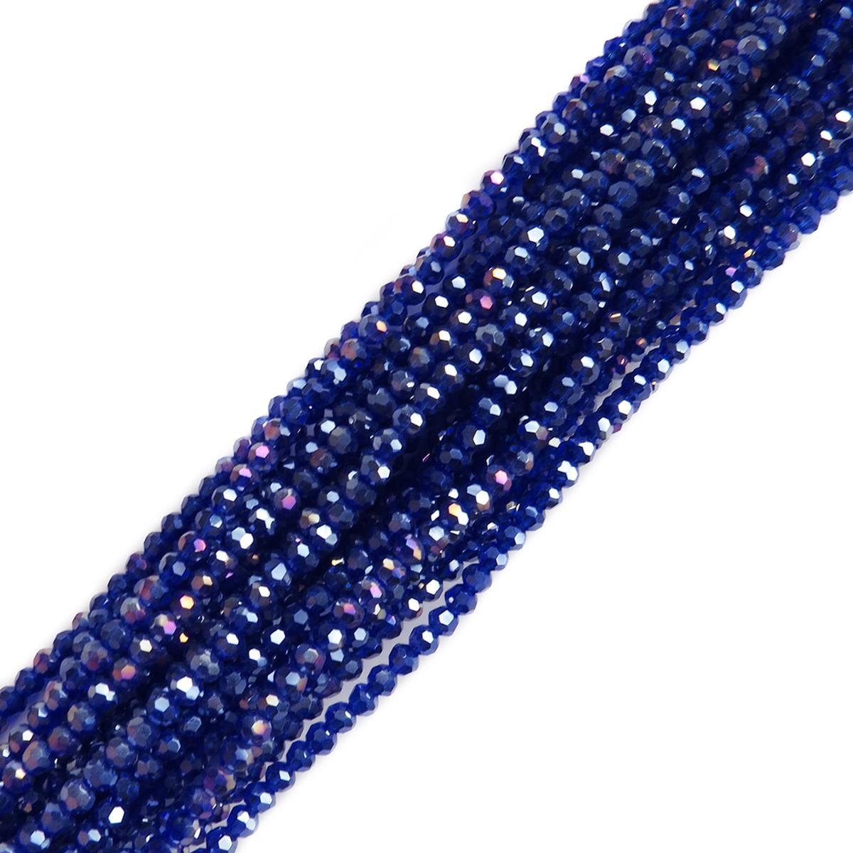 Cuentas de Cristal Redondas Facetadas, Cobalto AB- 3mm