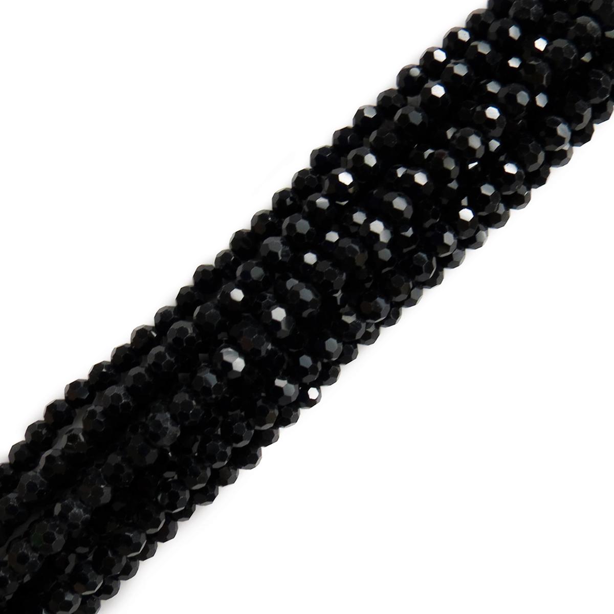 Cuentas de Cristal Redondas Facetadas, Negro- 4mm