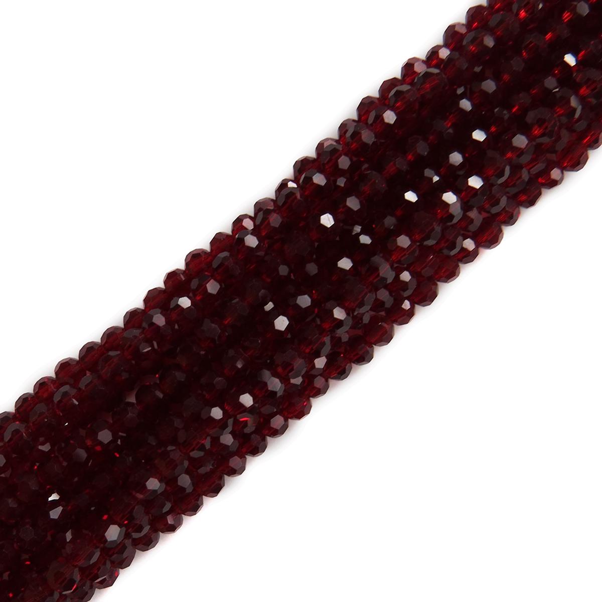 Cuentas de Cristal Redondas Facetadas, Rojo Oscuro- 4mm