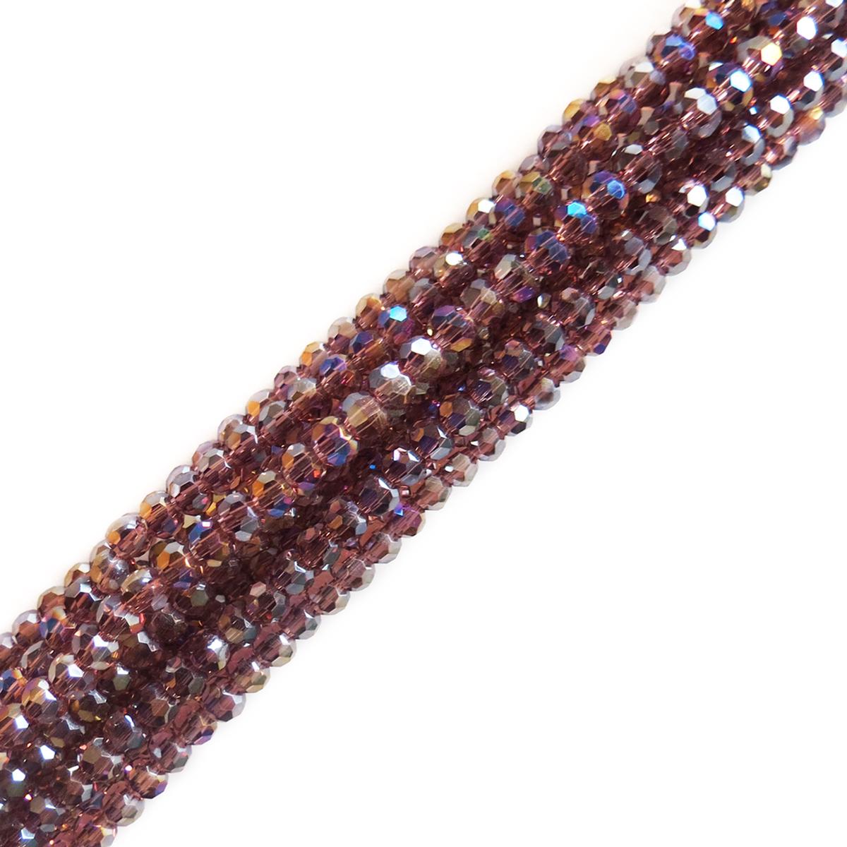 Cuentas de Cristal Redondas Facetadas, Rosado Doble AB- 3mm