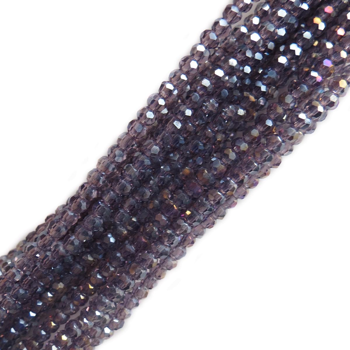 Cuentas de Cristal Redondas Facetadas, Violeta AB 3mm