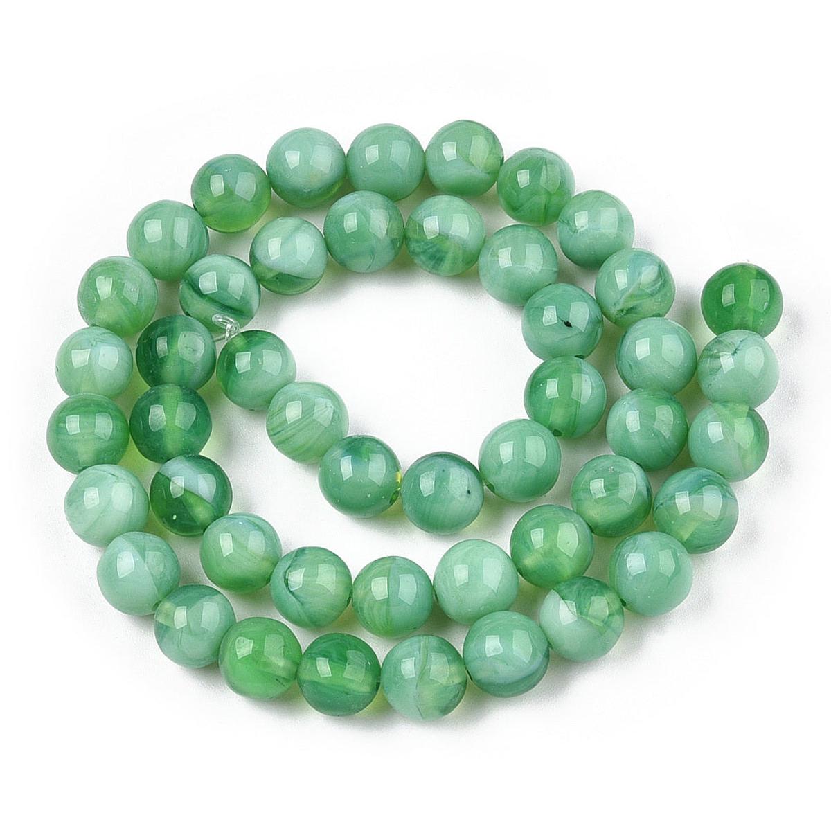 Glass Round Beads Strands, Imitation Look Stones, Round, Medium Sea Green, 8~8.5x8mm, Hole: 1mm.  Approx 50 Beads.