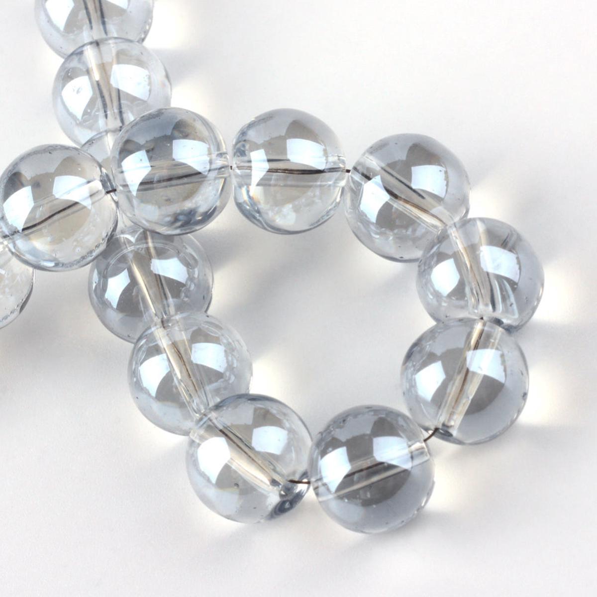 Half Plated Transparent Glass Beads Strands, *Rainbow Plated, Round, Gainsboro, 8mm, Hole: 1mm; about 104 Beads