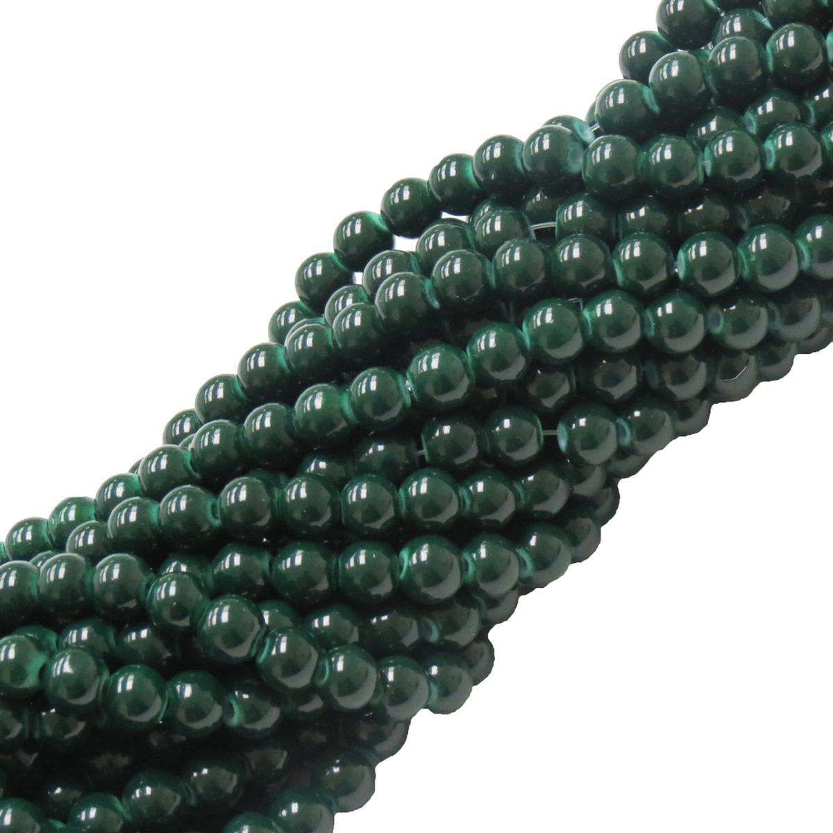 Perlas de Cristal Sintticas, Verde Oscuro 1 pieza