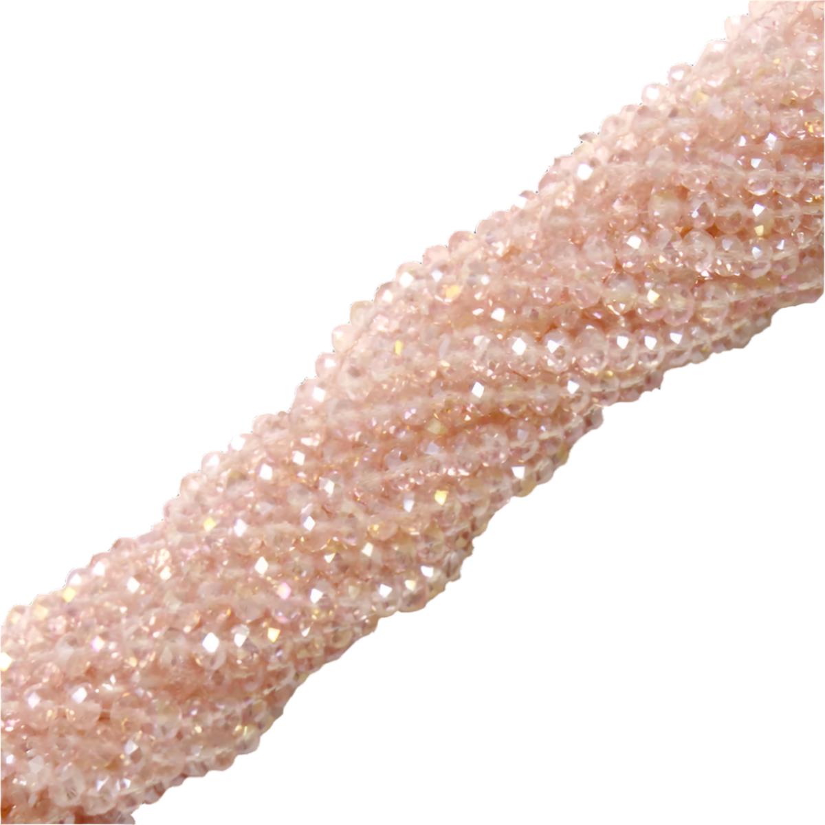 Rondelle de Cristal, Rosado Claro Tornasol AB