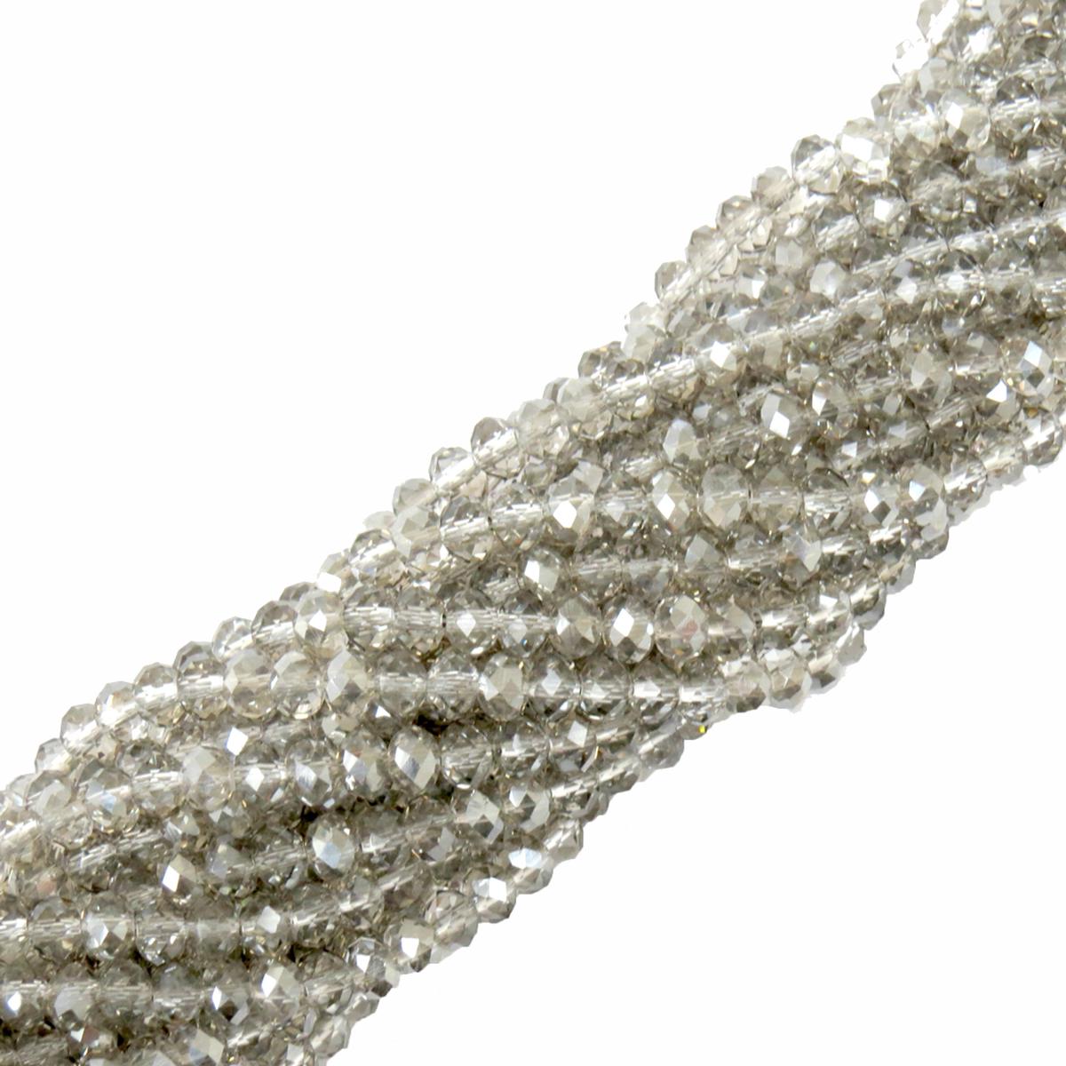 Rondelle de Cristal, Tono Plateado