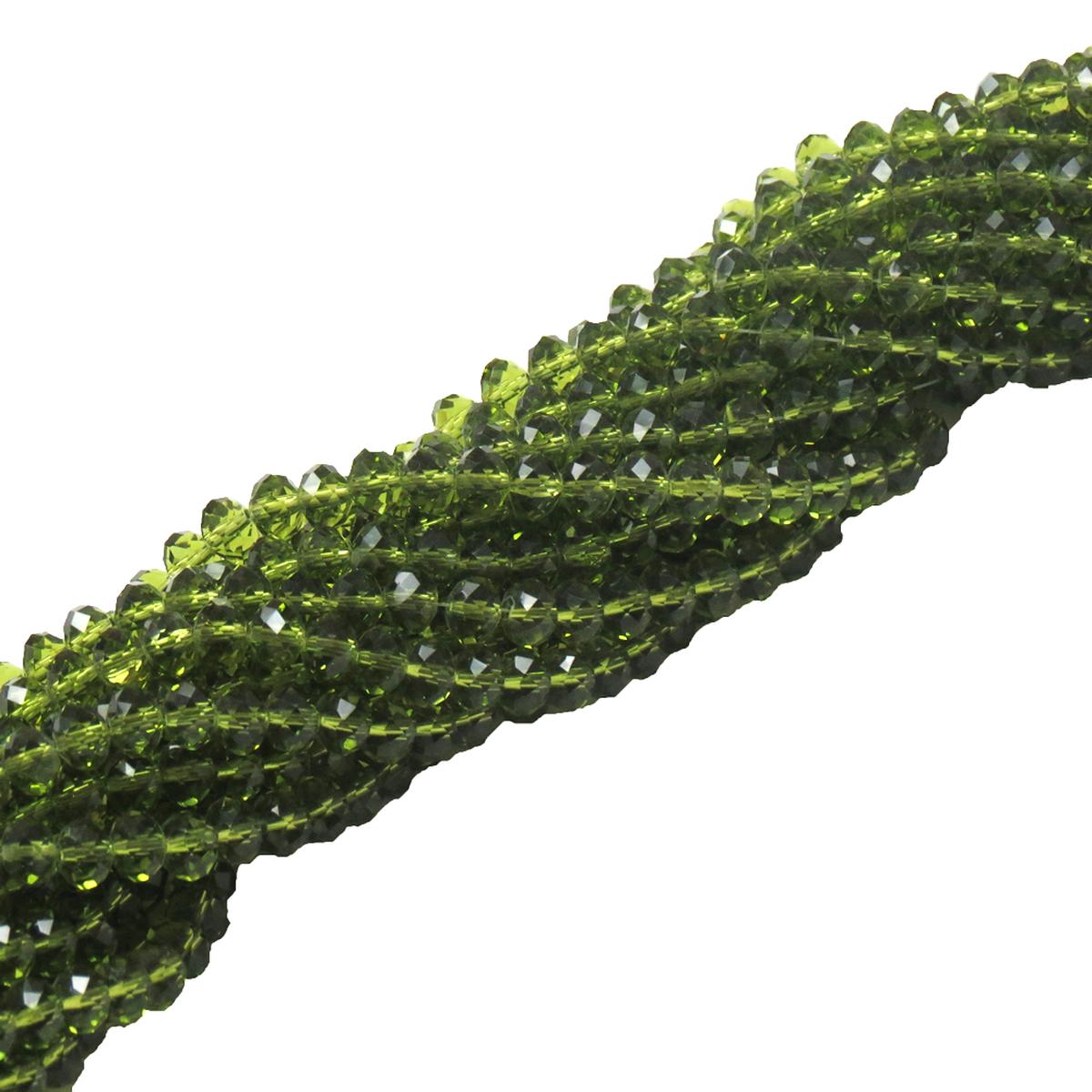 Rondelle de Cristal, Verde Oscuro