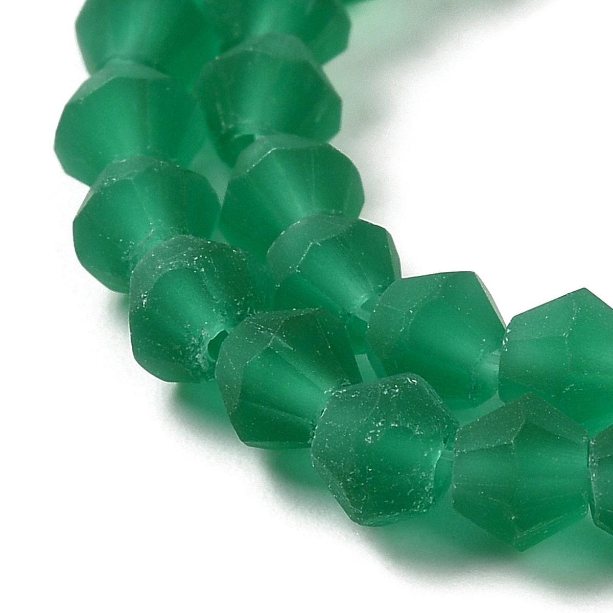 (3MM).  Bicone.  Grade AA.  Frosted Glass.   Approx 145 Beads.  *See Color Options.