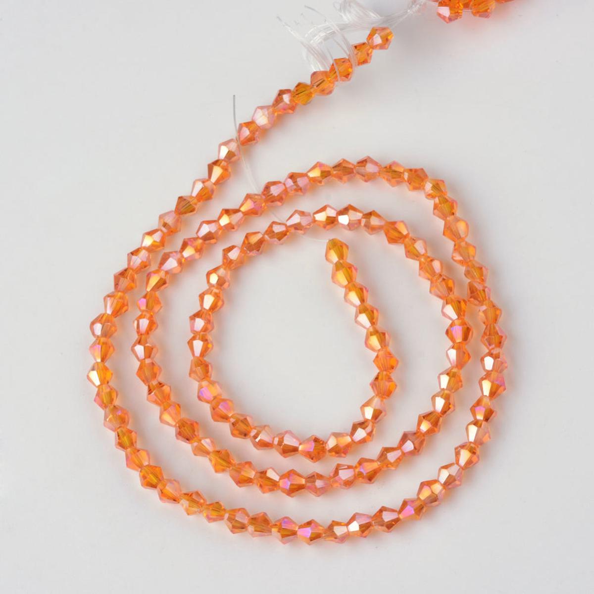 (3MM).  Dark Orange with an  AB Coating.  Bicone Glass Bead 17