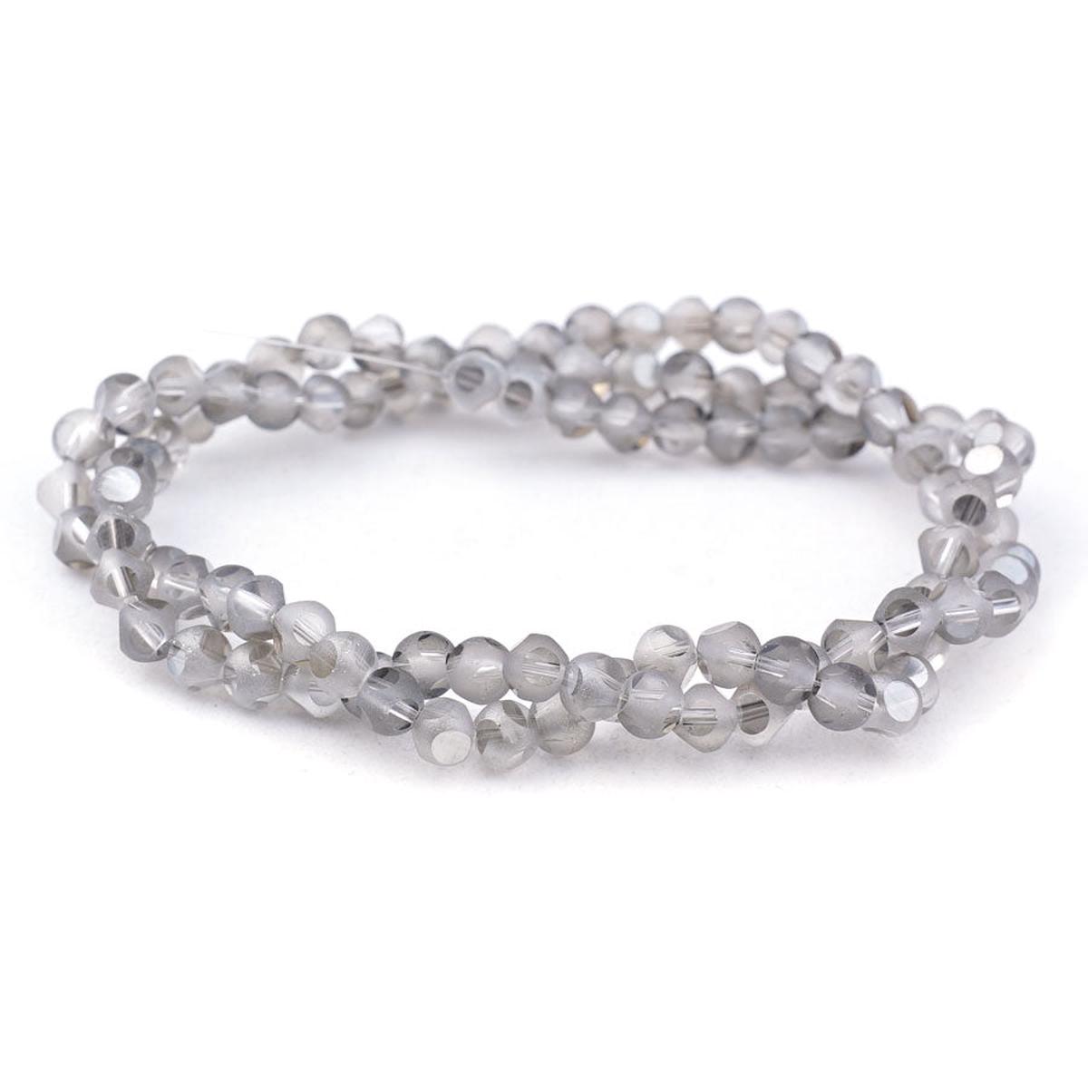 4mm Grey Matte Round 6 Dot Glass Beads