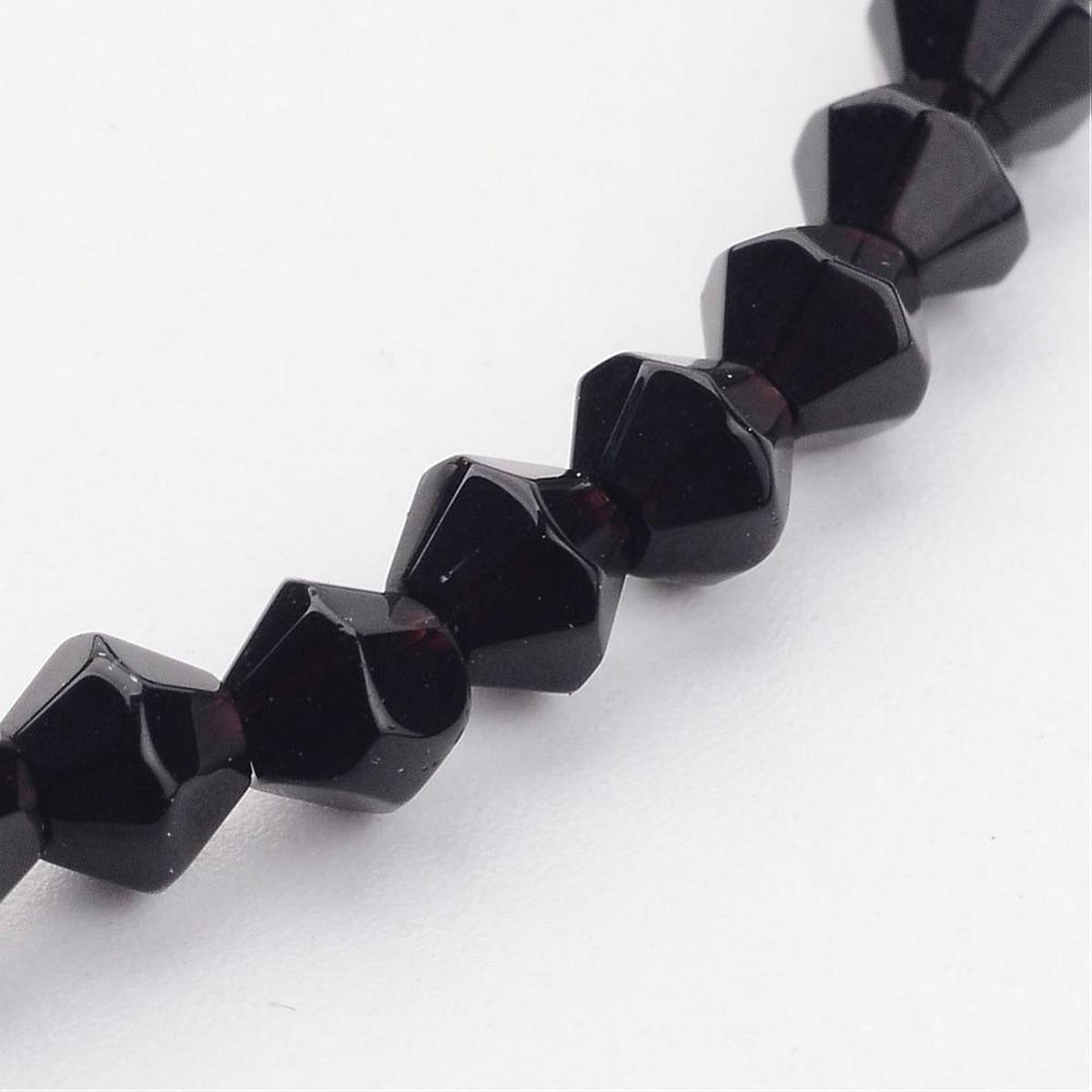 Bicone Beads Faceted.  Black (4 x 4mm)  (approx 82 beads on a 14