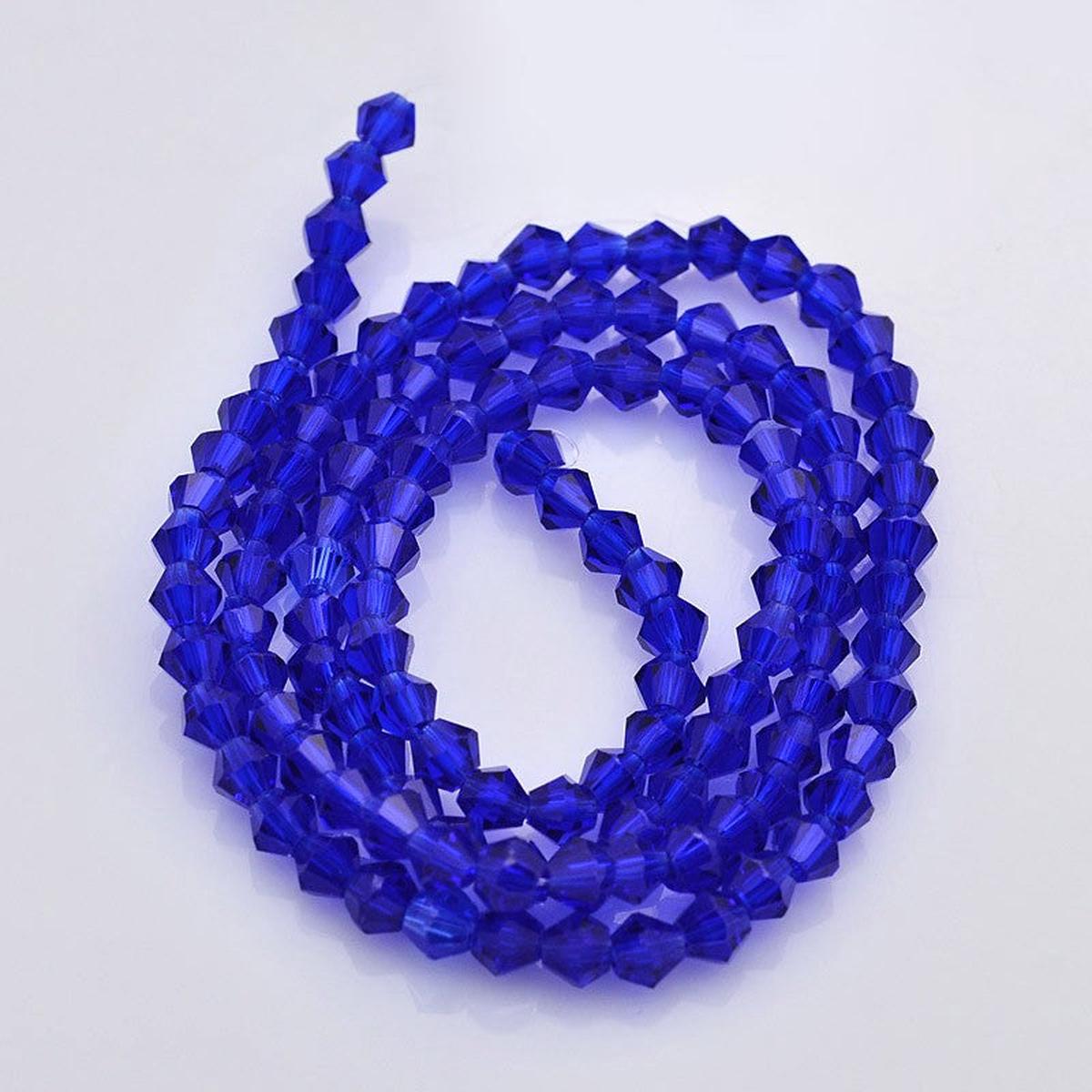 Bicone Beads Faceted. Dark Blue  (4 x 4mm) . (approx 90 beads on a 14