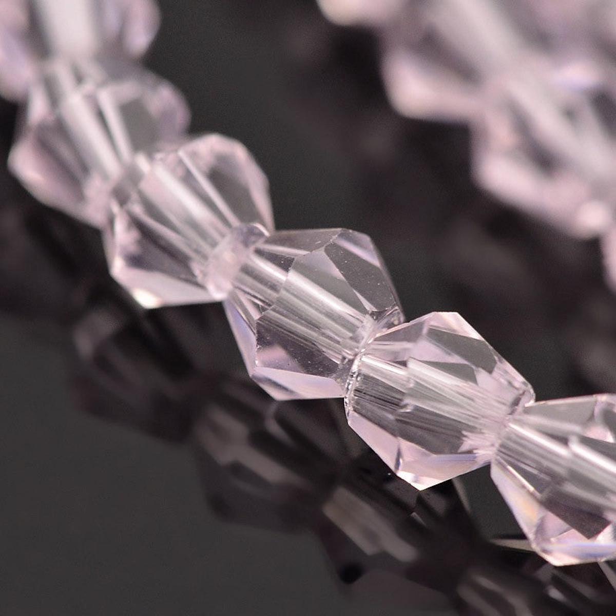 Bicone Beads Faceted.  Pearl Pink. (4 x 4mm).  (Approx 95 Beads/strand).