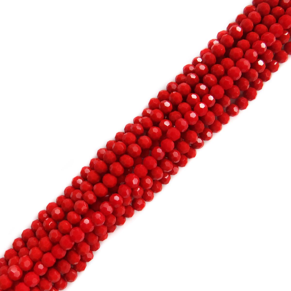 Cuentas de Cristal Redondas Facetadas, Rojo- 4mm
