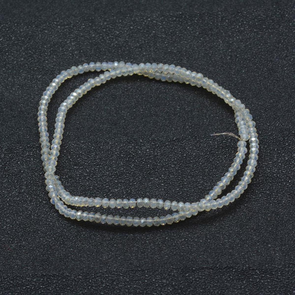 Electroplate Glass Beads Strands, Imitation Jade, Pearl Luster Plated, Faceted, Rondelle, WhiteSmoke, 2.5x1.5mm, Hole: 0.5mm.  Approx 195 Beads