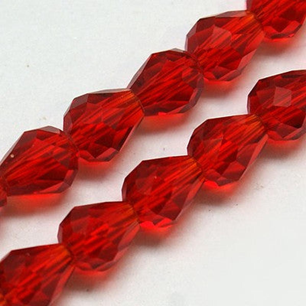 Glass Bead.  Faceted Teardrop shape.  8x12mm.  Hole 1mm.   (Approx 25 Beads). *See Color Options