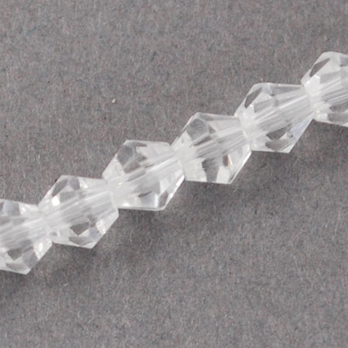 Glass Bead Strands, Crystal, Grade AA, Faceted,  3x3mm, Hole: 1mm.  *Approx 150 Beads (15