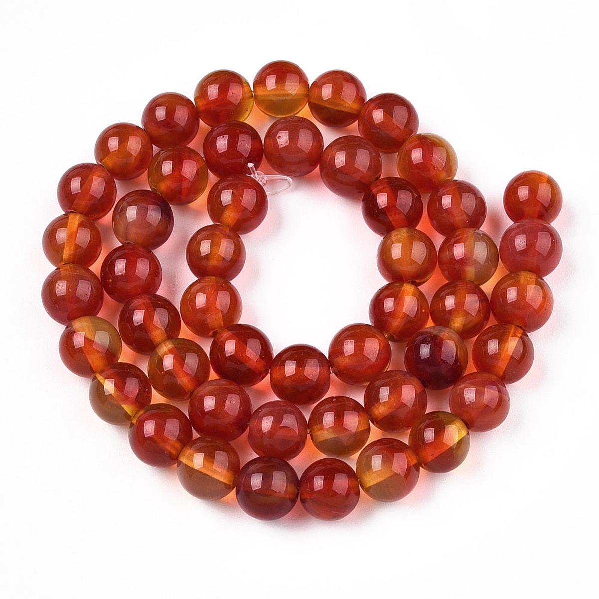 Glass Round Beads Strands, Imitation Look Stones, Round, Shades of Red, 8~8.5x8mm, Hole: 1mm.  Approx 50 Beads.