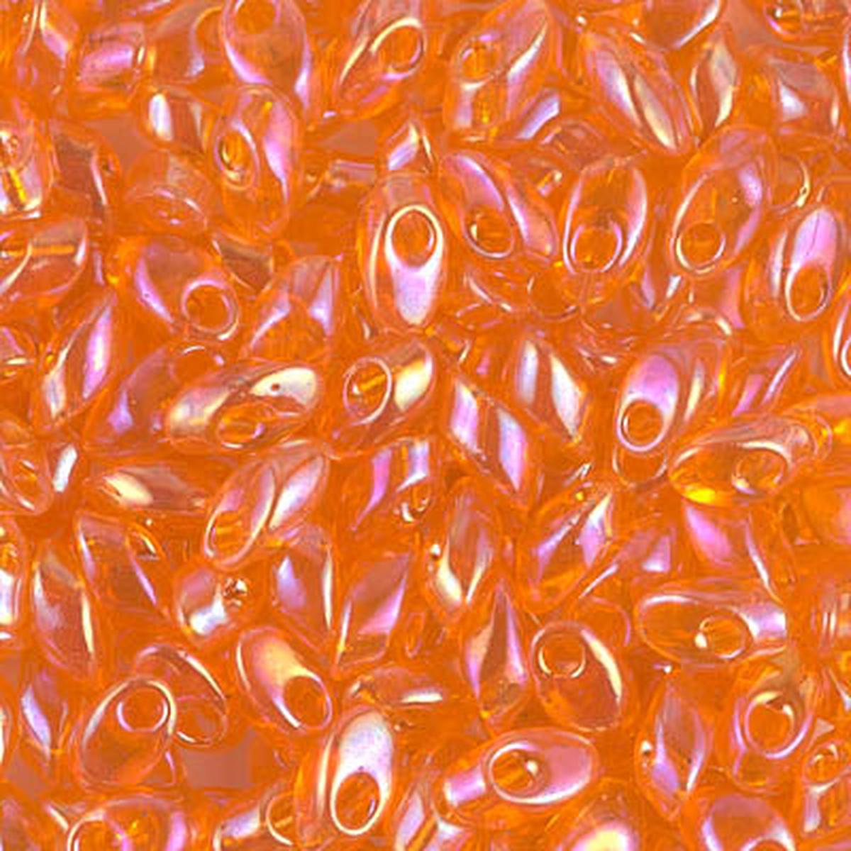 Long Magatama Beads #253 Orange Rainbow 6g