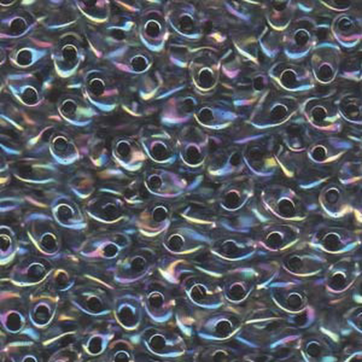 Long Magatama Beads #283 Noir Lined Crystal AB 6g
